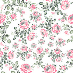 Colorful Pink roses Seamless pattern background