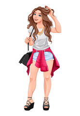 Street fashion girl. Vector isolated character
