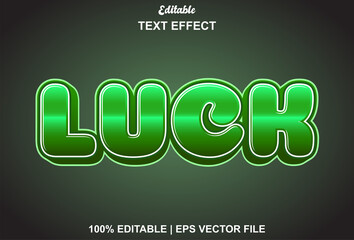 luck text effect in green color editable for logos, banners and more.