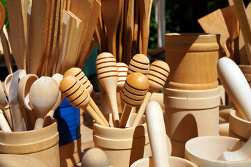 Wooden Honey Dippers and other Handmade Kitchen Utensils.