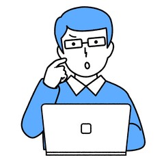 パソコンを使う男性 : わからない