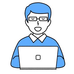 パソコンを使う男性 : 操作