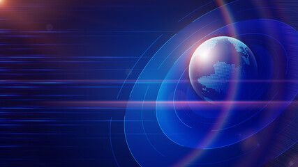 Digital globe floating on a line face turntable internationalization technology concept