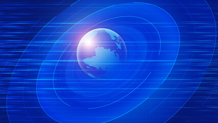 Digital globe floating on a line face turntable internationalization technology concept