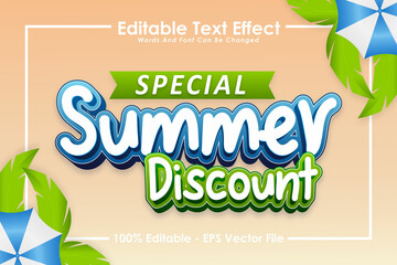 Special Summer Discount Editable Text Effect 3 Dimension Emboss Cartoon Style
