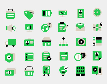Vector Green business set of icons for web and corporative usage