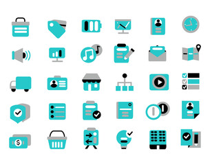 Vector mint set of icons for web and applications