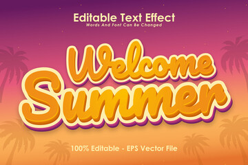 Welcome Summer Editable Text Effect 3 Dimension Emboss Cartoon Style