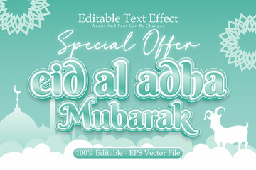 Special Offer Eid Al Adha Mubarak Editable Text Effect 3 Dimension Emboss Modern Style