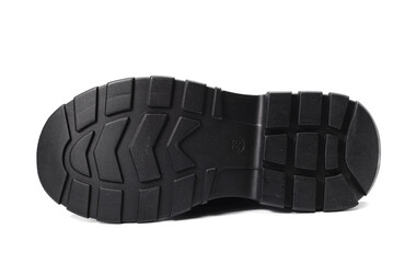 Black shoes on gray and white background