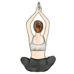 Watercolor painting of a lady doing yoga