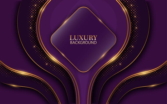 Abstract Purple Luxury With Glitter And Gold Lines Background