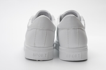 White shoes on gray and white background