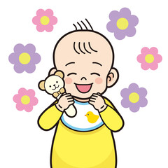 喜ぶ赤ちゃん　輪郭線あり