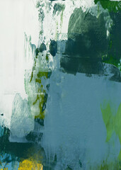 Abstract painting. Versatile artistic image for creative design projects: posters, banners, cards, magazines, book covers, prints, wallpapers. Mixed media on cardboard. Green background.