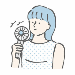 ハンディファン　女性　イラスト