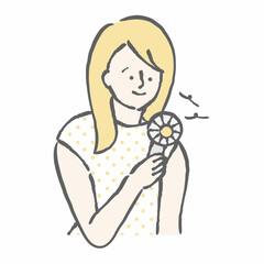 ハンディファン　女性　イラスト