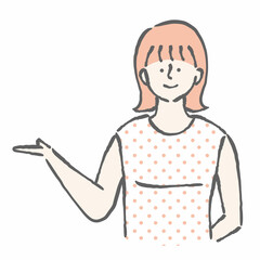 指をさす女性　イラスト
