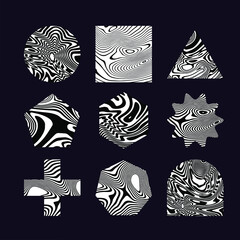 Set of organic shapes and patterns for poster and cover design. Naïve art style.