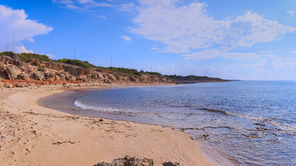 The most beautiful beaches of Italy: Campomarino dune park in Apulia, Italy. The protected area...