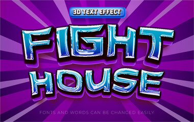 Fight house comic style  3d editable text effect style