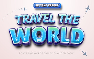 Travel world 3d editable text effect style
