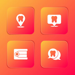 Fototapeta premium Set Dental clinic location, , Dentures model and Tooth icon. Vector