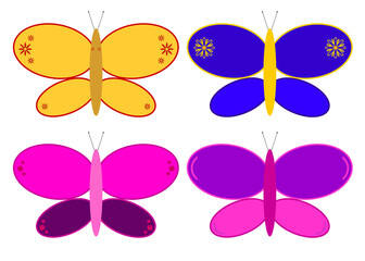 Colorful butterflies clipart isolated on white background