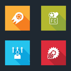 Set Soccer football ball, Fan club, Football or soccer player and icon. Vector