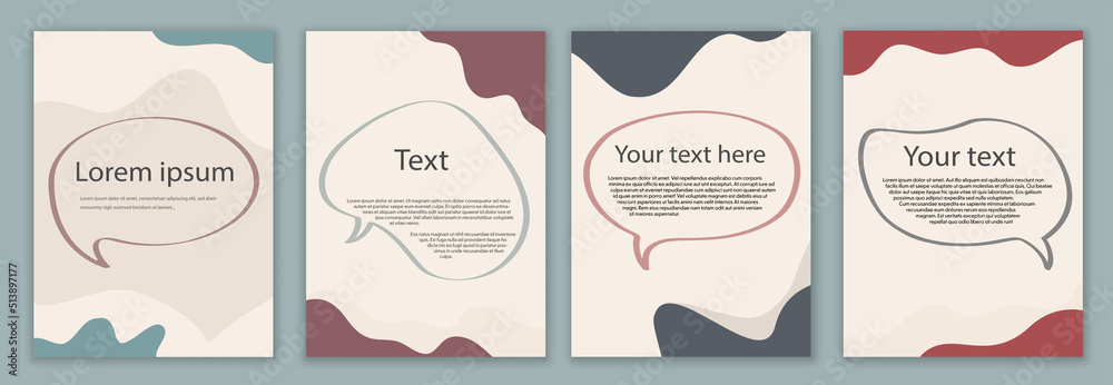Wall mural set poster copy space.creative layout template set minimalist style with bubble and curved shapes. b