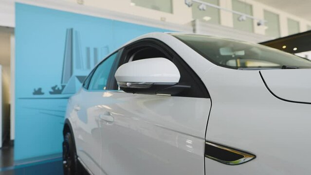 New cars in the showroom of the official dealer.