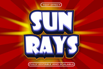Sun Rays Editable Text Effect 3 Dimension Emboss Modern Style