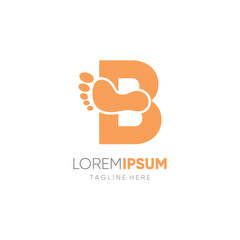 Letter Initial B Human Footprint Logo Design Vector Icon Graphic Emblem Illustration Background Template