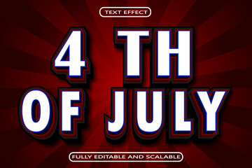 4 Th Of July Editable Text Effect 3 Dimension Emboss Modern Style