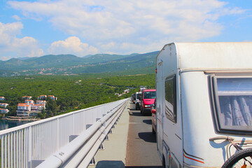 Jam on a bridge during holiday time (Krk bridge, Croatia)