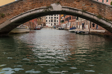 Fototapeta na wymiar architectural detail of a bridge over a canal in Venice, Italy