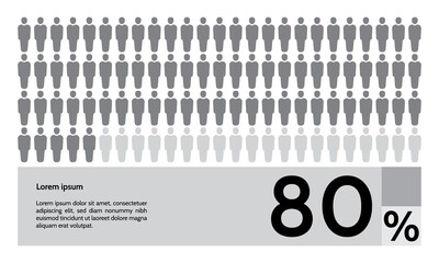 80 percent people population demography, diagram, infographics concept, element design. Vector illustration