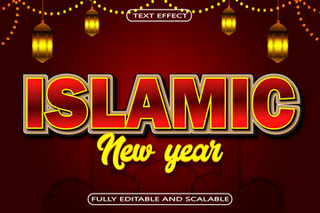 Islamic New Year Editable Text Effect 3 Dimension Emboss Modern Style