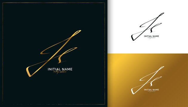 JS Initial Signature Logo Design with Elegant Gold Handwriting Style. Initial J and S Logo Design for Wedding, Fashion, Jewelry, Boutique and Business Brand Identity