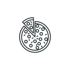 Vector sign of the pizza symbol is isolated on a white background. pizza icon color editable.