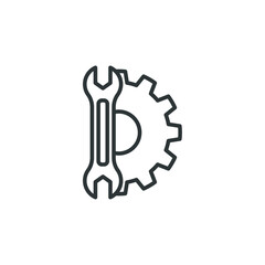 Vector sign of the wrench symbol is isolated on a white background. wrench icon color editable.