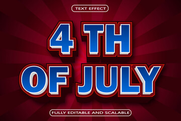 4 Th Of July Editable Text Effect 3 Dimension Emboss Modern Style