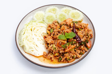 Thai spicy minced pork salad.