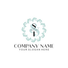 SI Beauty vector initial logo