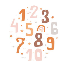 Bohemian poster with numbers for kids