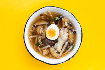 Fish maw soup on white background.