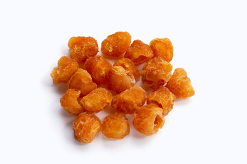 Dried longan on white background.