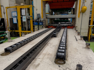 roller conveyor for move mold to press machine (Soft focus)