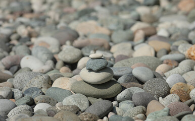 Balanced stones background. Stone pyramid. Zen.