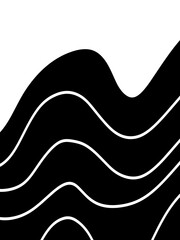 Black wavy curved shapes. Monochrome, grayscale, curvy elements. Isolated white background, abstract vector illustration. Use for line art, montage, overlay, pattern, mark making or texture.